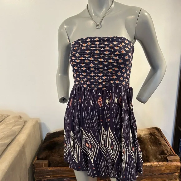 Gorgeous Roxy Navy Strapless Mini Sundress❤️M - Picture 6 of 10